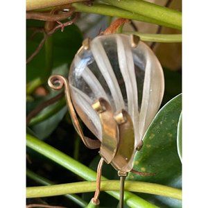 Art Deco Lucite Reverse Etched Hat Pin Clear Frost